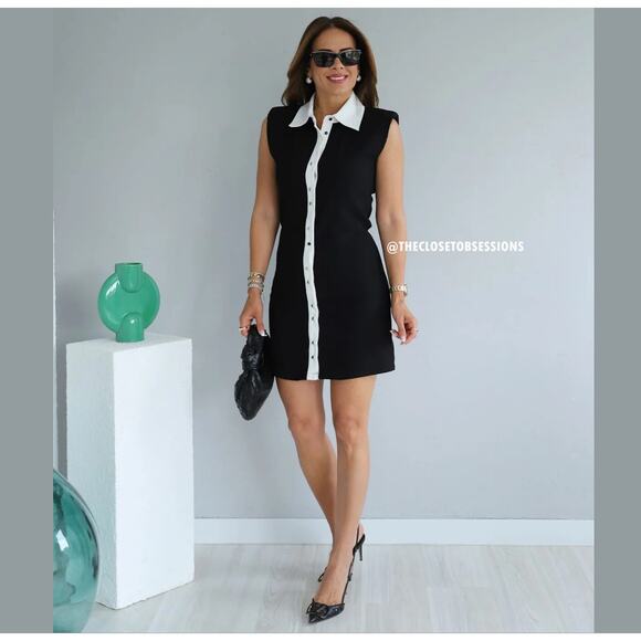 ZARA Blogger Favorite Contrast Lapel Mini Dress NWT – Black & White, Size M & L - Picture 14 of 16